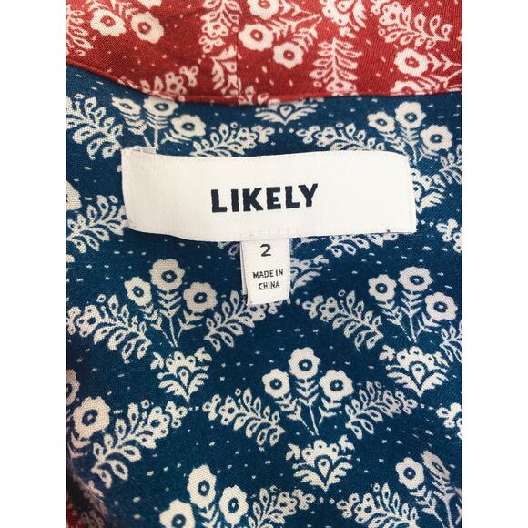 LIKELY Groovy Maroon Print Bell Sleeve Mini Dress US 2 - Picture 12 of 14